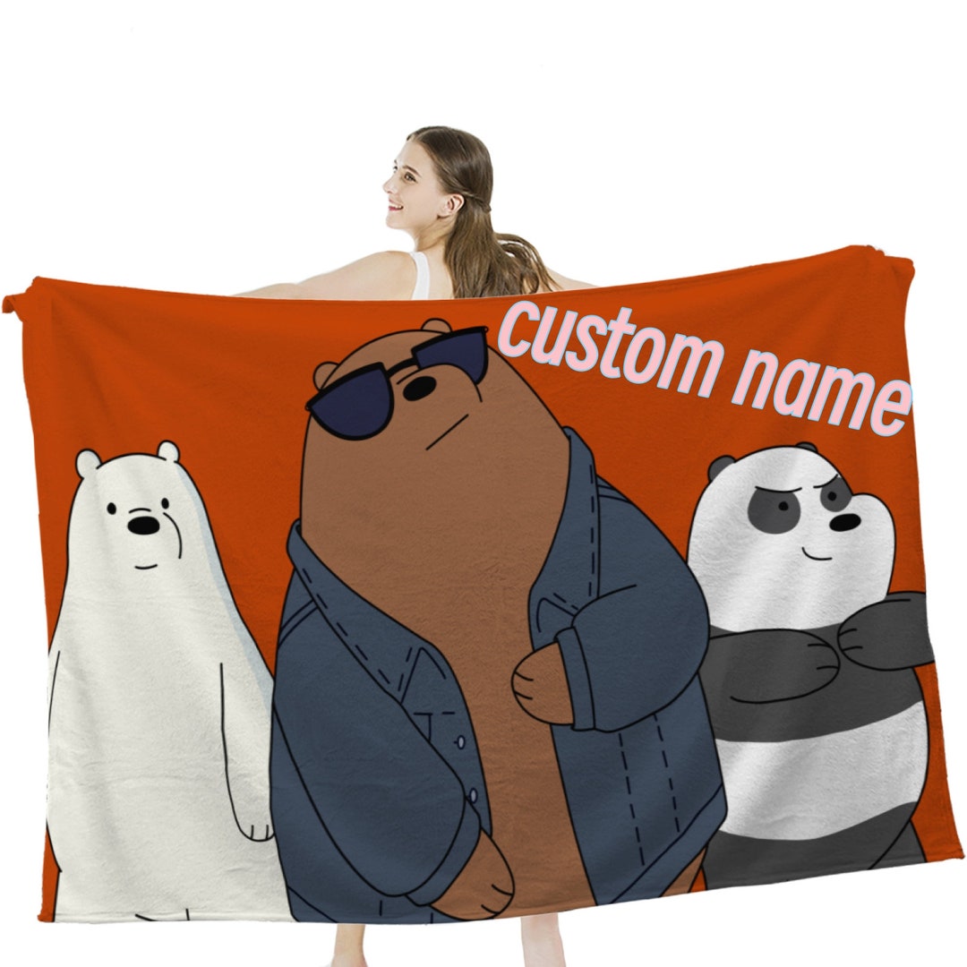 Custom Name We Bare Bears Blanket Personalized Flannel Throw Etsy