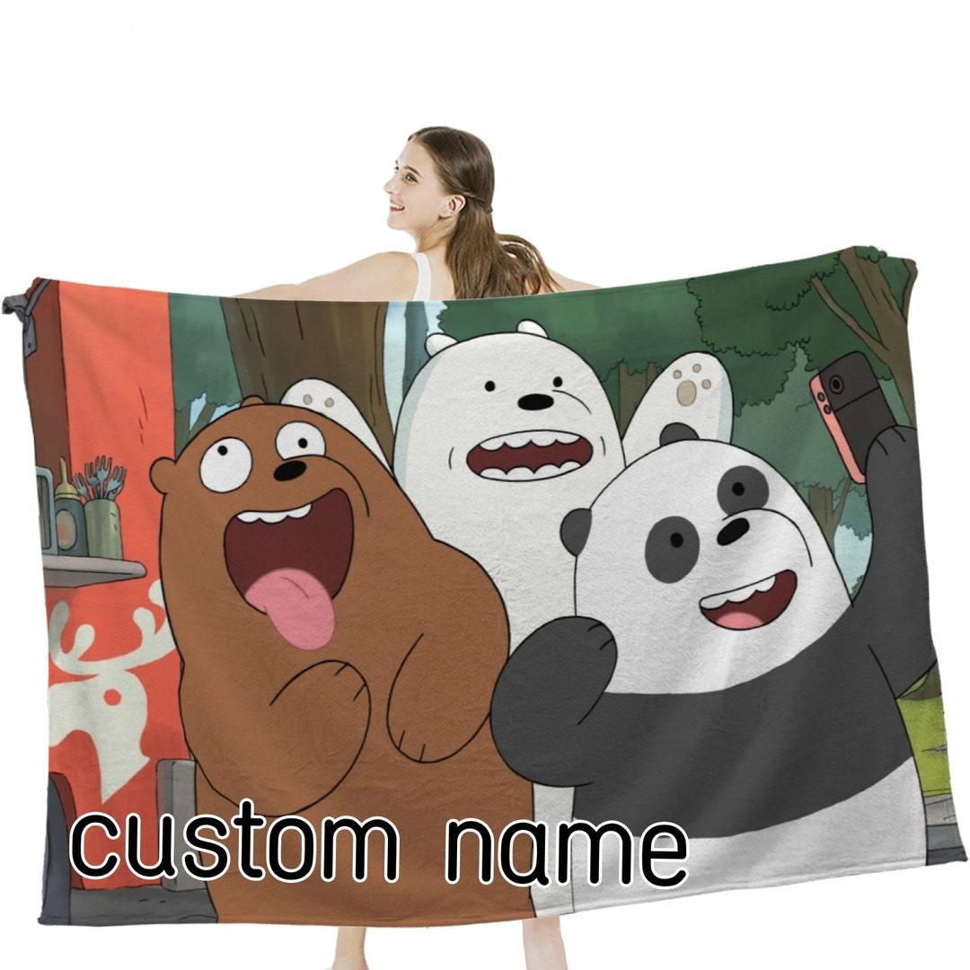 Custom Name We Bare Bears Blanket Personalized Flannel Throw Etsy