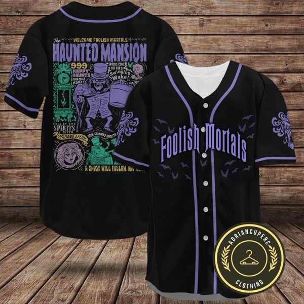 Haunted Mansion Karte Baseball Jersey, Hitchhiking Ghosts Shirt, törichte Sterbliche Baseball Shirt, Spuk Herrenhaus Shirt