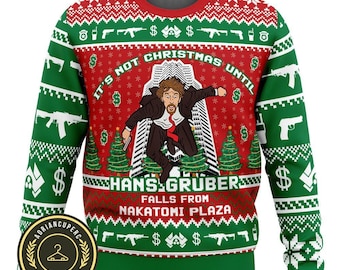 Otoño Nakatomi Plaza Feo Suéter de Navidad, Die Movie Suéter de Navidad, Suéter de Mujer, Suéter Hombres, Camisa de Navidad Hans Gruber