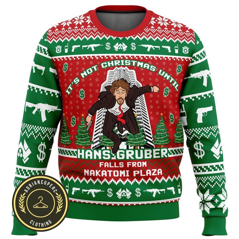Christmas Gift, Fall Nakatomi Plaza Ugly Christmas Sweater, Die Movie Xmas Sweater, Woman Sweater, Sweater Men, Hans Gruber Xmas Shirt