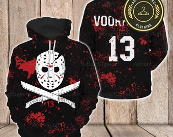 Sweat à capuche Jason Voorhees, sweat à capuche Friday The 13th, chemise Jason Voorhees, sweat à capuche film d'horreur, film d'horreur à capuche, cadeau Halloween pour amateur de cinéma