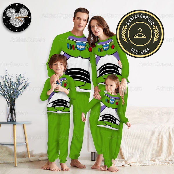 Ensemble de pyjamas Buzz l’Éclair, ensemble de pyjamas familiaux assortis, pyjamas Buzz l’Éclair, pyjamas pour femmes, pyjamas de vacances, ensemble Pj