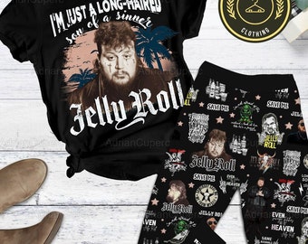 Jelly Roll Pyjamas Set, Jelly Roll Shirt, Jelly Roll Pyjamas Hose, Jelly Roll Urlaub Pyjamas, Jelly Roll Frauen Pyjamas, Musik Pj Set