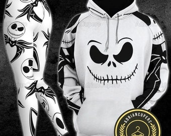 Jack Skellington Hoodie Leggings, Jack Skellington Leggings, Alptraum vor Weihnachten 3D Hoodie, Jack Skellington Shirt