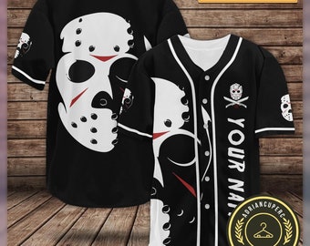 Maillot de baseball personnalisé Jason Voorhees, chemise de baseball Jason Voorhees, chemise d'horreur, chemise Jason Voorhees, chemise du vendredi 13