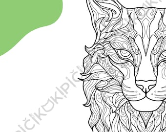 Lynx Mandala Coloring Page · Meditation, Stress Relief, Relaxation, Anxiety Relief · Instant PNG & PDF Download