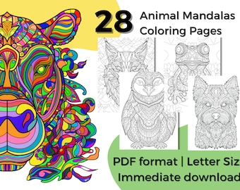 28 Animal Mandalas Coloring Pages: Stress Relief (PDF Downloads)