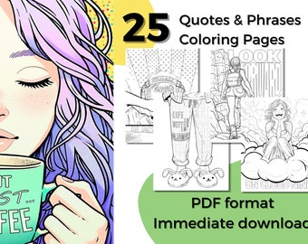 Funny Quotes Coloring Pages: Manga-Inspired Stress Relief (PDF Download, Letter Size)
