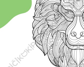 Mandrill Mandala Coloring Page · Meditation, Stress Relief, Relaxation, Anxiety Relief · Instant PNG & PDF Download