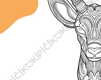 Antelope Mandala Coloring Page · Meditation, Stress Relief, Relaxation, Anxiety Relief · Instant PNG & PDF Download