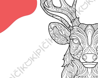 Deer Mandala Coloring Page · Meditation, Stress Relief, Relaxation, Anxiety Relief · Instant PNG & PDF Download