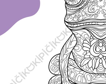 Frog Mandala Coloring Page · Meditation, Stress Relief, Relaxation, Anxiety Relief · Instant PNG & PDF Download