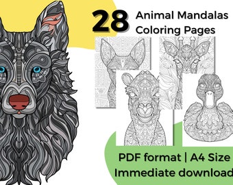 Animal Mandalas Coloring Pages: 28 A4 Designs for Stress Relief (PDF Downloads)