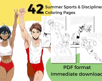 Sports Coloring Pages | 40 Designs | Instant PDF Download