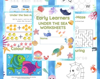 Under the Sea Childrens Activity Worksheers. Pre School. Home Education. Early Years Learning. Fun Learning.