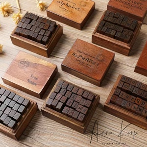 Set di timbri alfabeto 40 pezzi, timbri in legno con lettere alfabeto in  gomma per fai