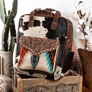 Leather Backpack Women, Leather Backpack Purse, Leather Backpack, Western Purse, Small Leather Backpack, Cowhide Backpack, Cowhide Purse