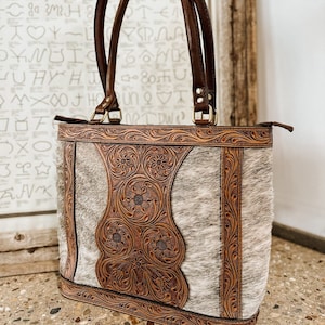 Porte-monnaie western, Sac fourre-tout western, Porte-monnaie en cuir repoussé à la main, Porte-documents en cuir, Sac pour ordinateur portable, Cheveux sur cuir de vachette, Porte-monnaie en cuir