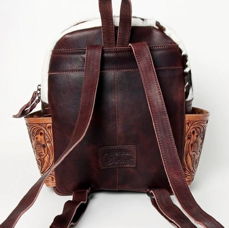 Western Cowhide Leather Backpack, Hand Tooled Purse - Etsy display picture 3
