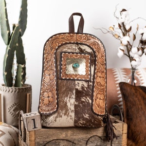 Leather Backpack Women, Leather Backpack Purse, Leather Backpack, Western Purse, Small Leather Backpack, Cowhide Backpack, Cowhide Purse