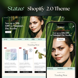 Status Shopify Theme, Minimal Shopify Website, Shopify 2.0 theme template, Website Design, Premium Theme, Landing Page Design, Skincare