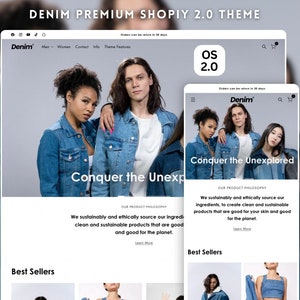 Denim Shopify Theme, Minimal Shopify Website, Shopify 2.0 theme template, Website Design, Premium Shopify Theme, Landing Page Design