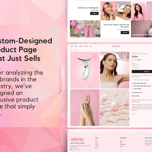 Olivia Shopify Theme, Shopify Theme Template, Minimal Shopify Website, Shopify 2.0 Boutique Design, Pink Shopify Theme, Landing Page Design image 6