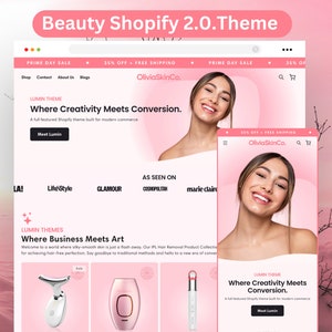 Shopify Theme Template, Minimal Shopify Website, Shopify 2.0 Boutique Design, Website Design, Luxe Pink Shopify Theme, Landing Page Design