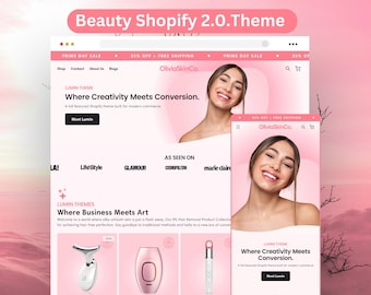 Shopify Theme Template, Minimal Shopify Website, Shopify 2.0 Boutique Design, Website Design, Luxe Pink Shopify Theme, Landing Page Design