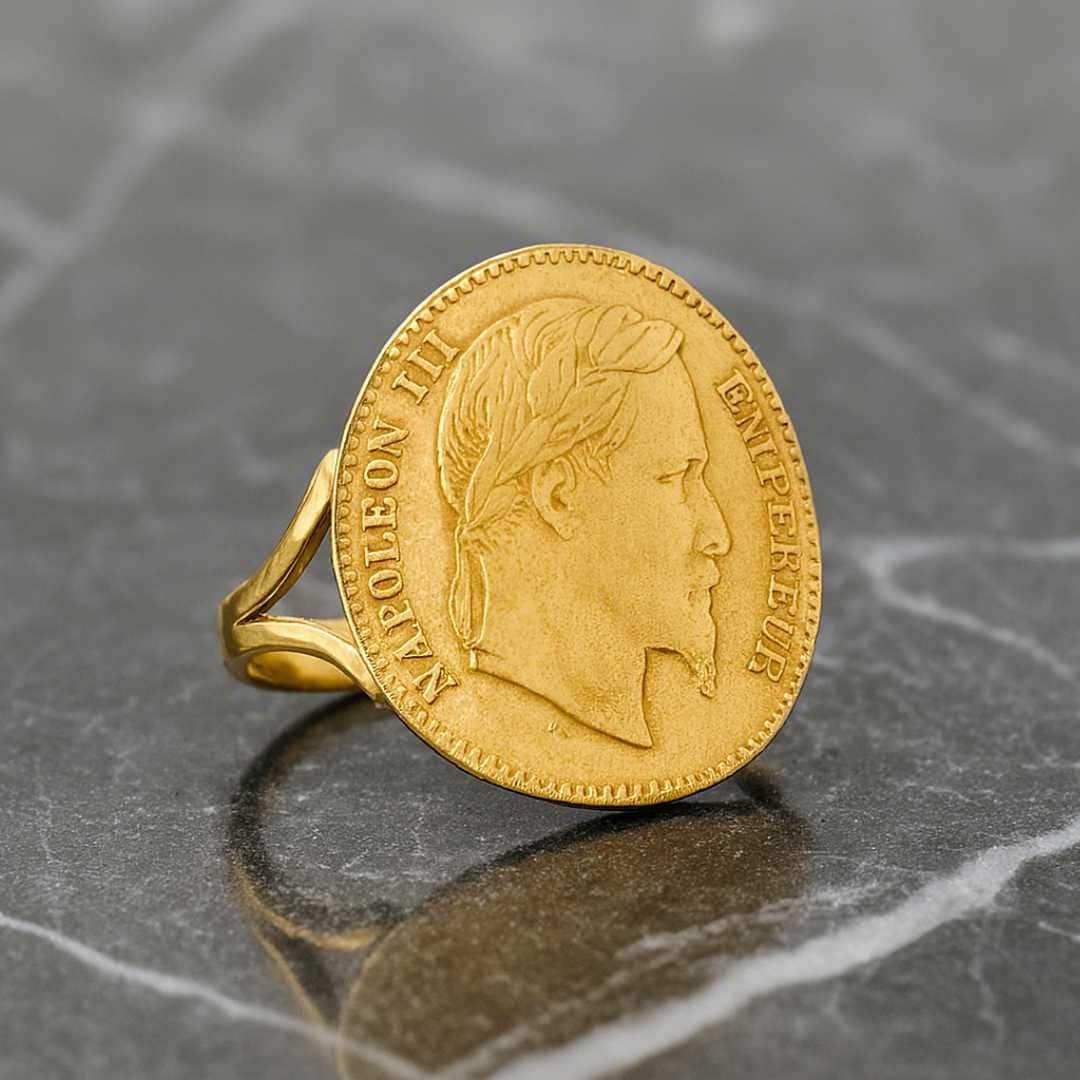 [韓国人気ジュエリー] nff napoleon ring Yoursfs Signet Rings For Men Napoleon Coin 20 Francs Head