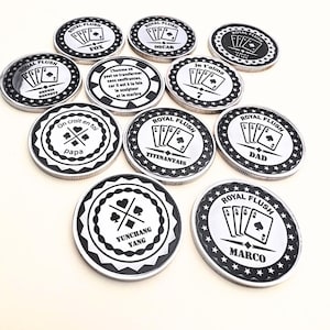 Fiches da poker incise - Fiches da poker personalizzate - Proteggi carte personalizzato - Regalo personalizzato - Fiches in metallo incise