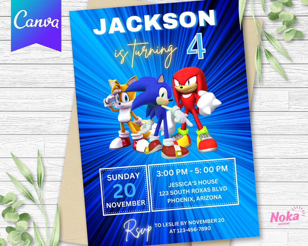 Printable Sonic Birthday Invitation Kids Birthday Invitation - Etsy