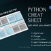 Python Cheat Sheet PDF: the Practical Key to Learning Python - Etsy