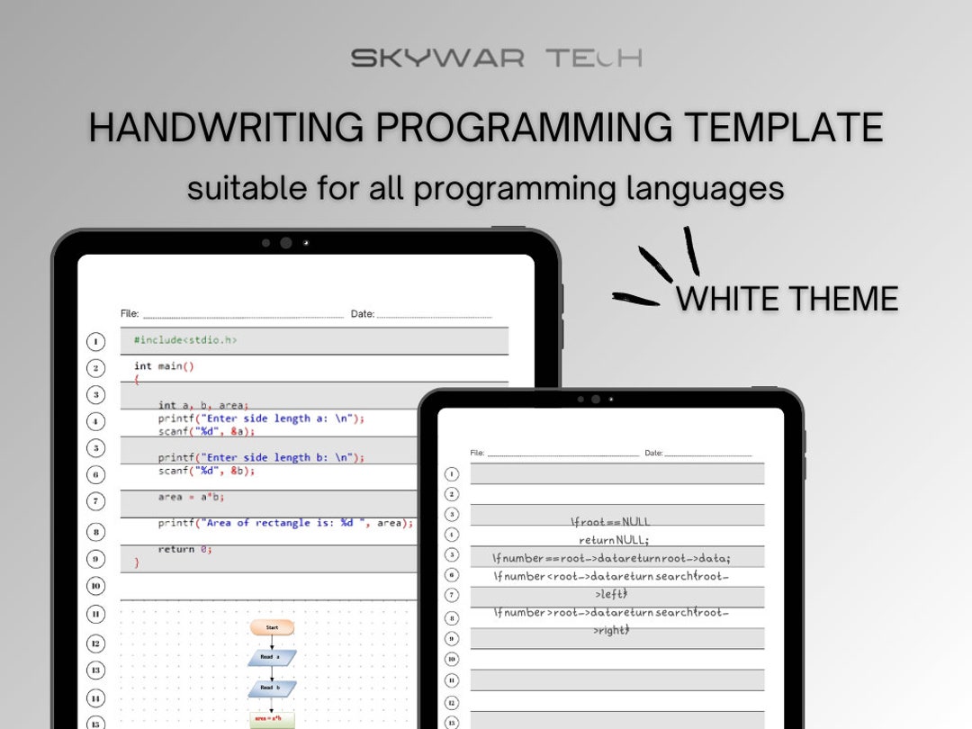 HANDWRITING PROGRAMMING TEMPLATE, Coding Templates, Programming ...