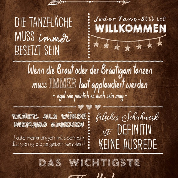 Hochzeit  Dance Rules  Tanzregeln  Schilder  Poster  Digitaler Download  Deko  Party