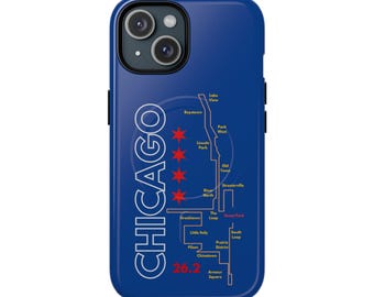 Chicago Marathon Map Phone Case | 26.2 Route, City Skyline, Runner Design