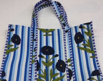 Indian Cotton Tote Bag ! Handmade Pure Quilted Shoulder Bag, Beach Wear Storage Bag, Summer Bag, Women's Hand Bag, Travel Case, Women Purse