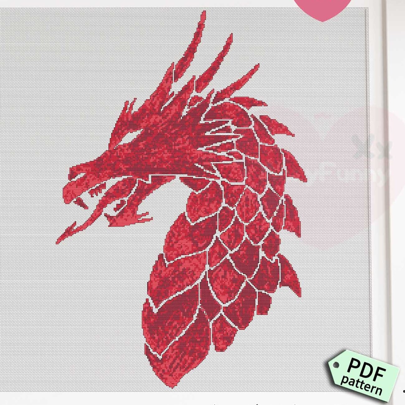 Red Dragon Cross Stitch Pattern PDF Files Instant Digital Download - Etsy