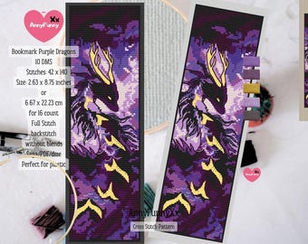 Dragon Bookmark Cross Stitch Pattern: Dungeon Magic Fantasy Design (PDF Pattern)