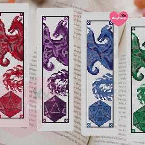 Marque-page Dragon D20 au point de croix : Epic Fantasy (Modèle PDF) image 9