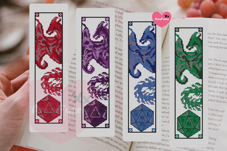 Marque-page Dragon D20 au point de croix : Epic Fantasy (Modèle PDF) image 9
