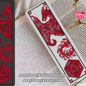 Marque-page Dragon D20 au point de croix : Epic Fantasy (Modèle PDF) image 3