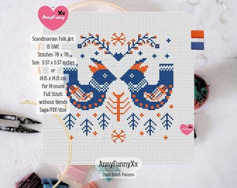 Scandinavian Cross Stitch Pattern: Polish Folk Art Embroidery (PDF Download)