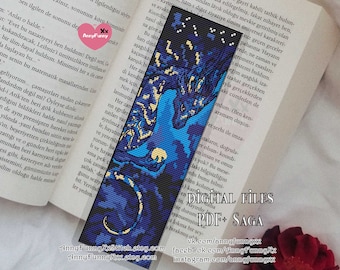 Dragon Bookmark Cross Stitch Pattern: Dungeon Magic Design (PDF + Saga)