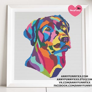 Labrador cross stitch pattern Small Labrador retriever embroidery