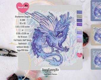 Purple Dragon Cross Stitch Pattern: Fantasy Beginner Design (Digital Download)
