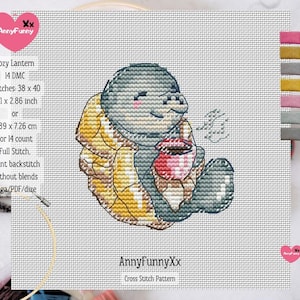 Cute Manatee Cross Stitch Pattern, Sea Cow Embroidery (PDF)