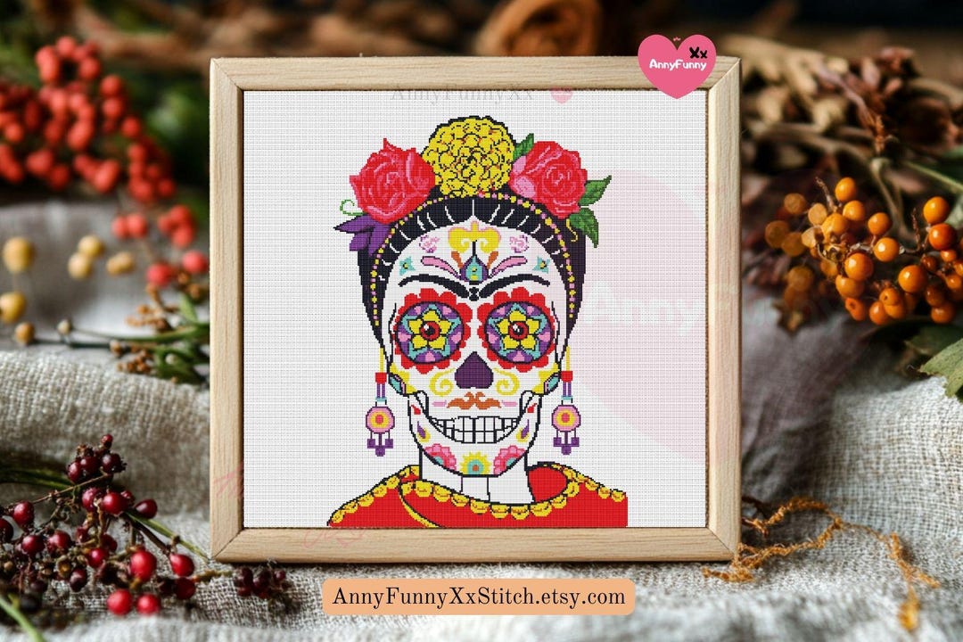 Sugar Skull Cross Stitch Pattern PDF Halloween Gothic Embroidery Design ...