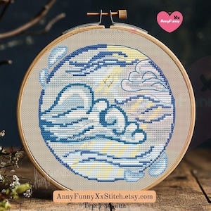 Art Nouveau Sky Cross Stitch Pattern: Retro Nature Needlepoint (PDF Pattern)